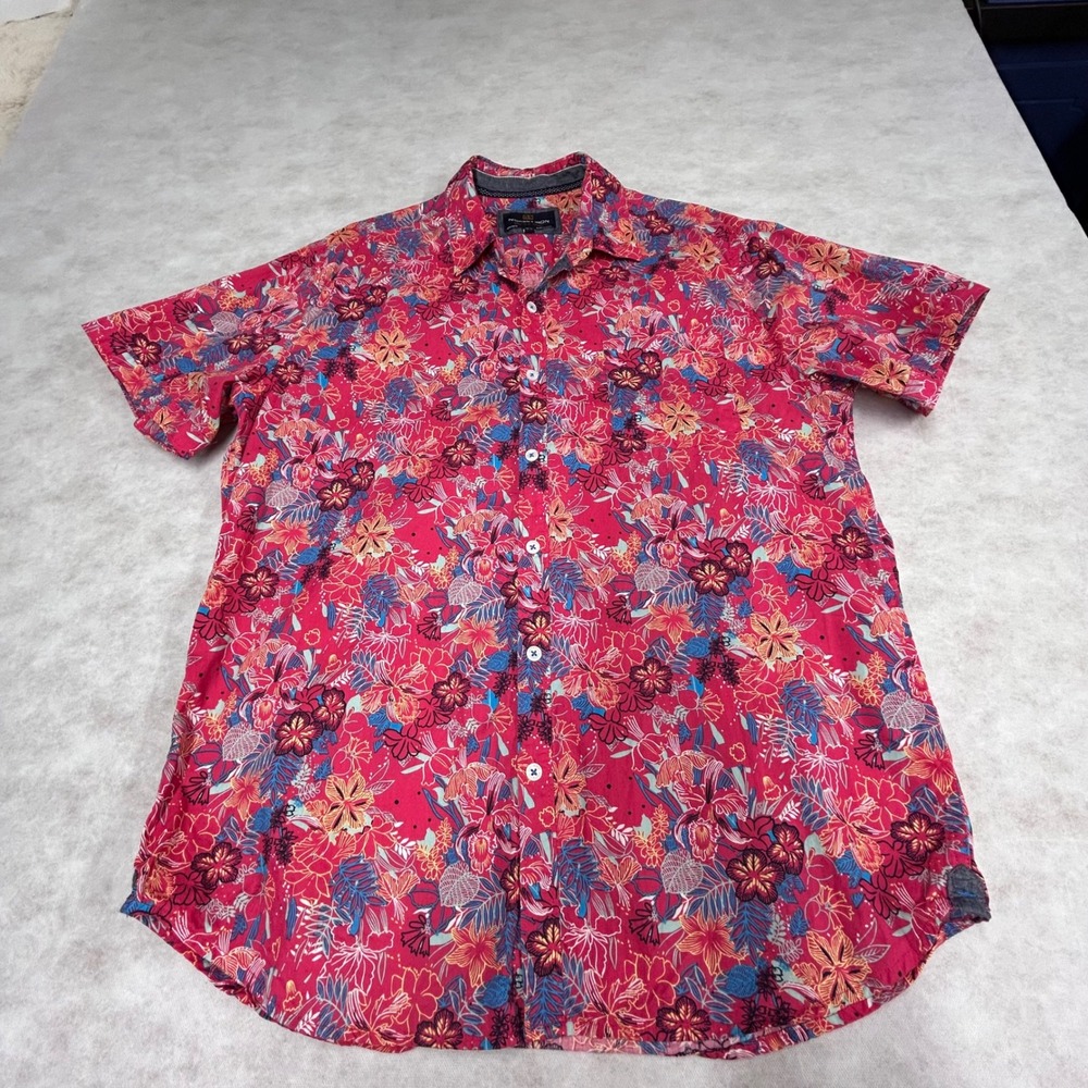 Nickel & Iron Floral‎ Button Up Hawaiian Shirt Short Sleeve Casual Large